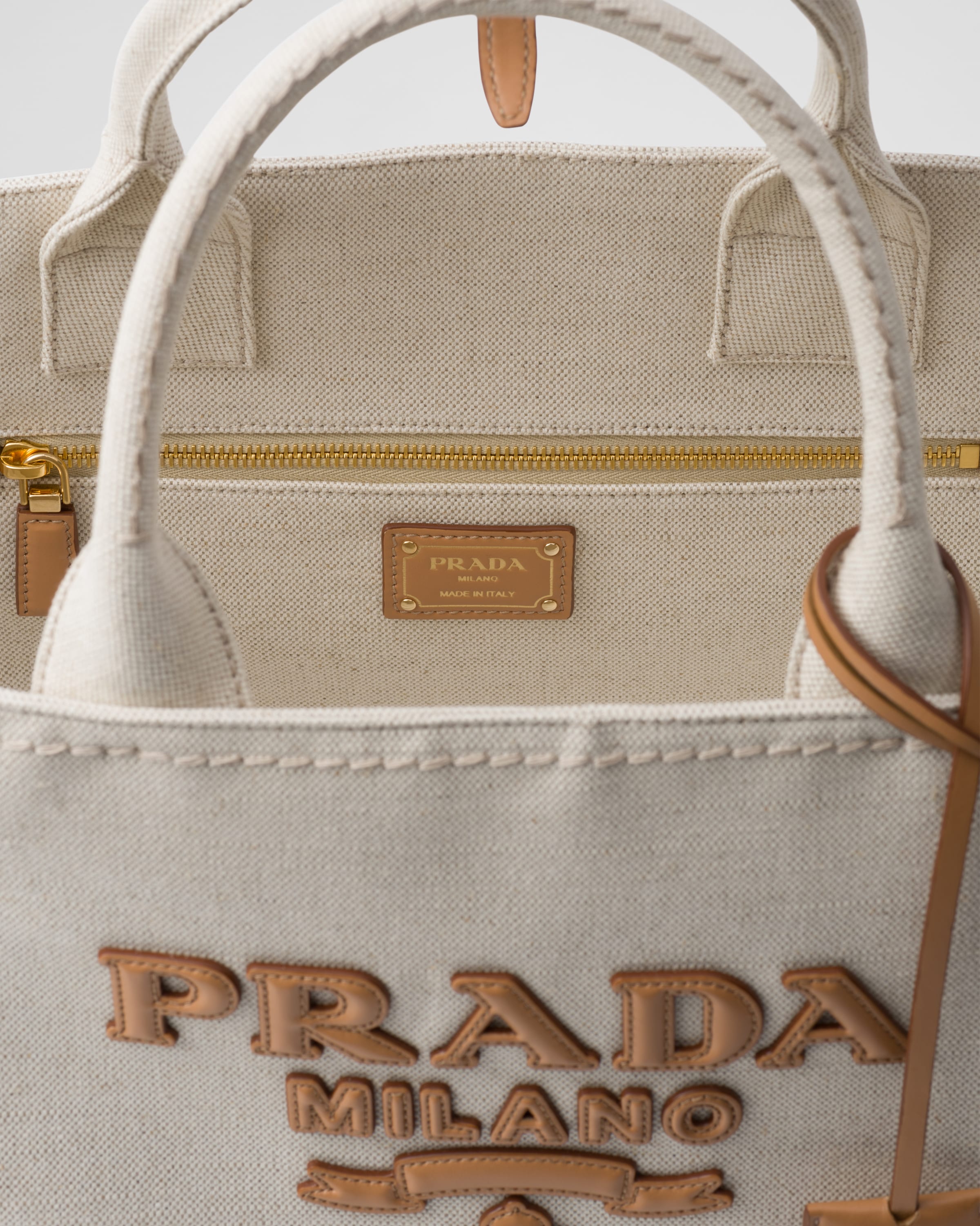 Natural Linen Blend Tote Bag PRADA