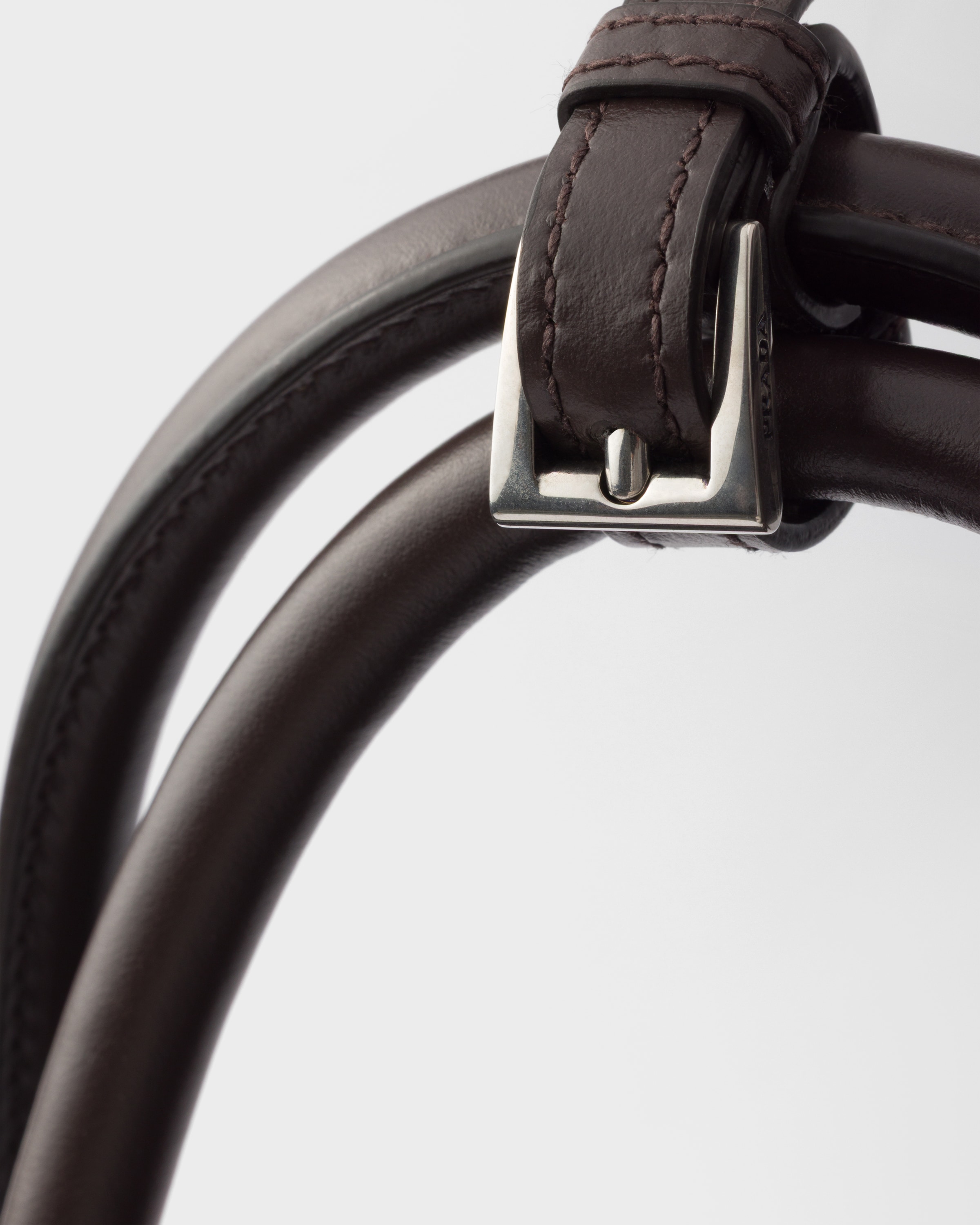 Dark Brown Prada Buckle suede bag with belt | PRADA - United States