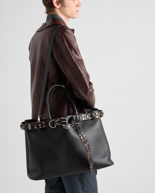 Bolso Prada Buckle de piel con cinturón con tachuelas Bolso Prada Buckle de piel con cinturón con tachuelas