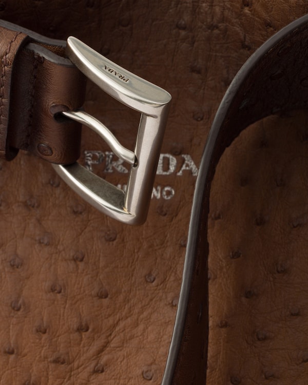 Prada Buckle ostrich leather tote bag - Tobacco Prada Buckle ostrich leather tote bag - Tobacco
