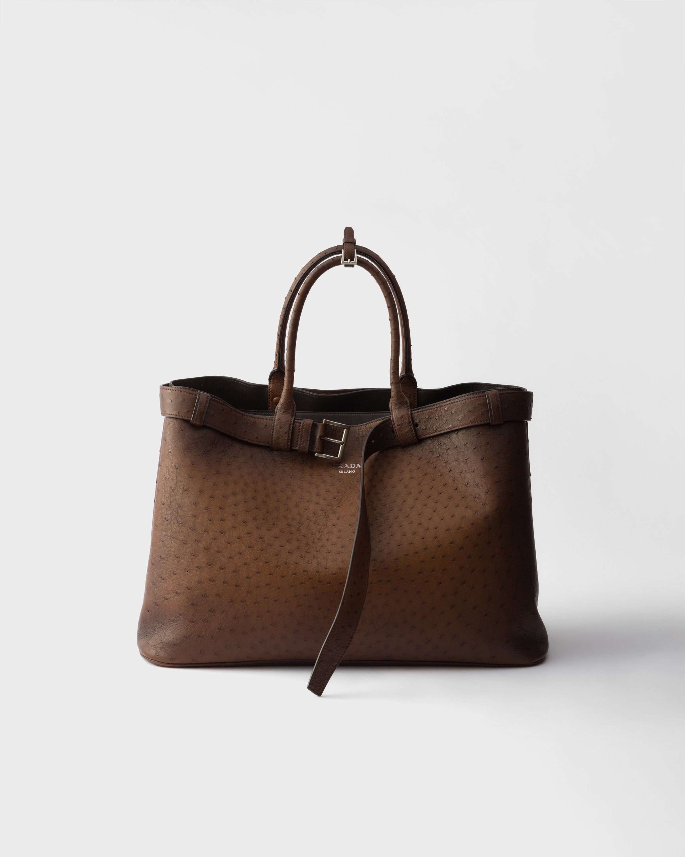 Prada Prada Buckle ostrich leather tote bag