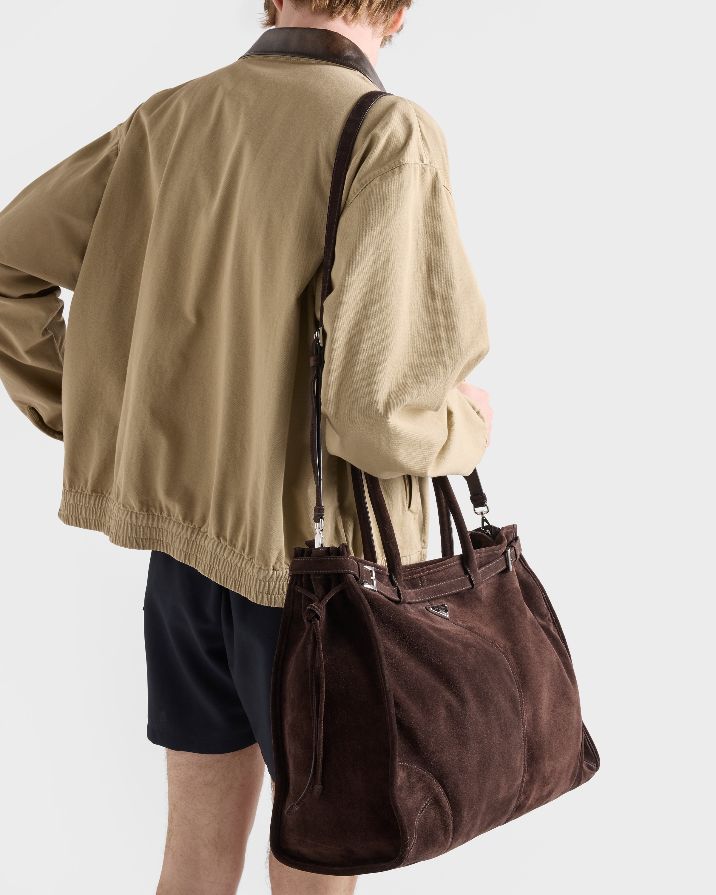 ダークブラウン スエード トートバッグ | PRADA - 日本
