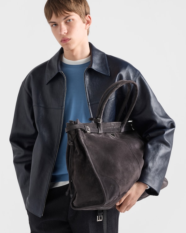 Prada Bonnie suede tote bag - Anthracite Gray Prada Bonnie suede tote bag - Anthracite Gray