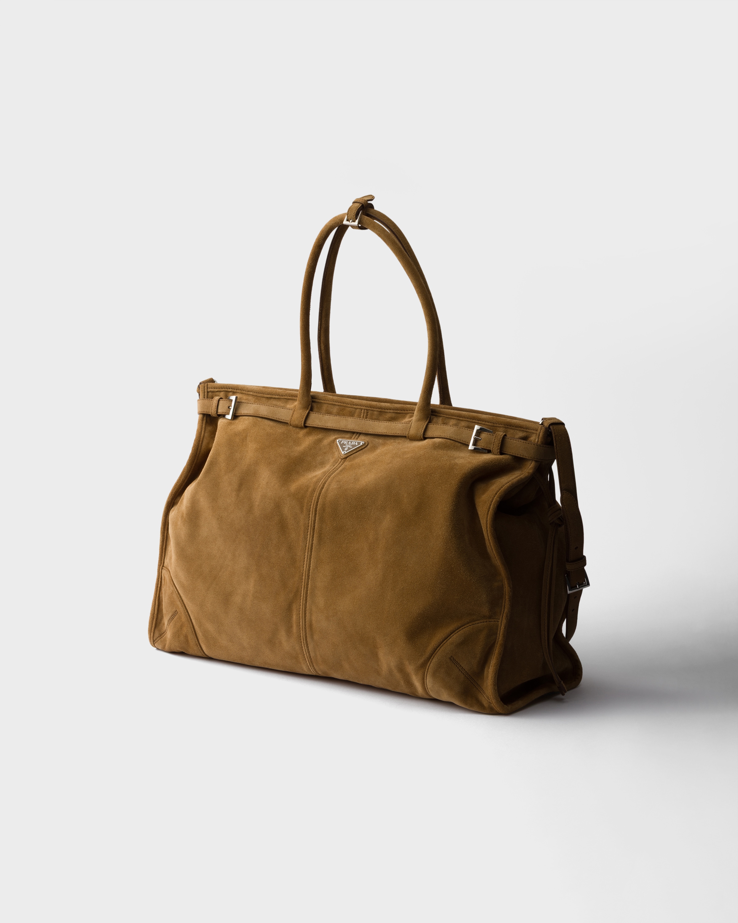 Prada Bonnie Suede Tote Bag In Brown