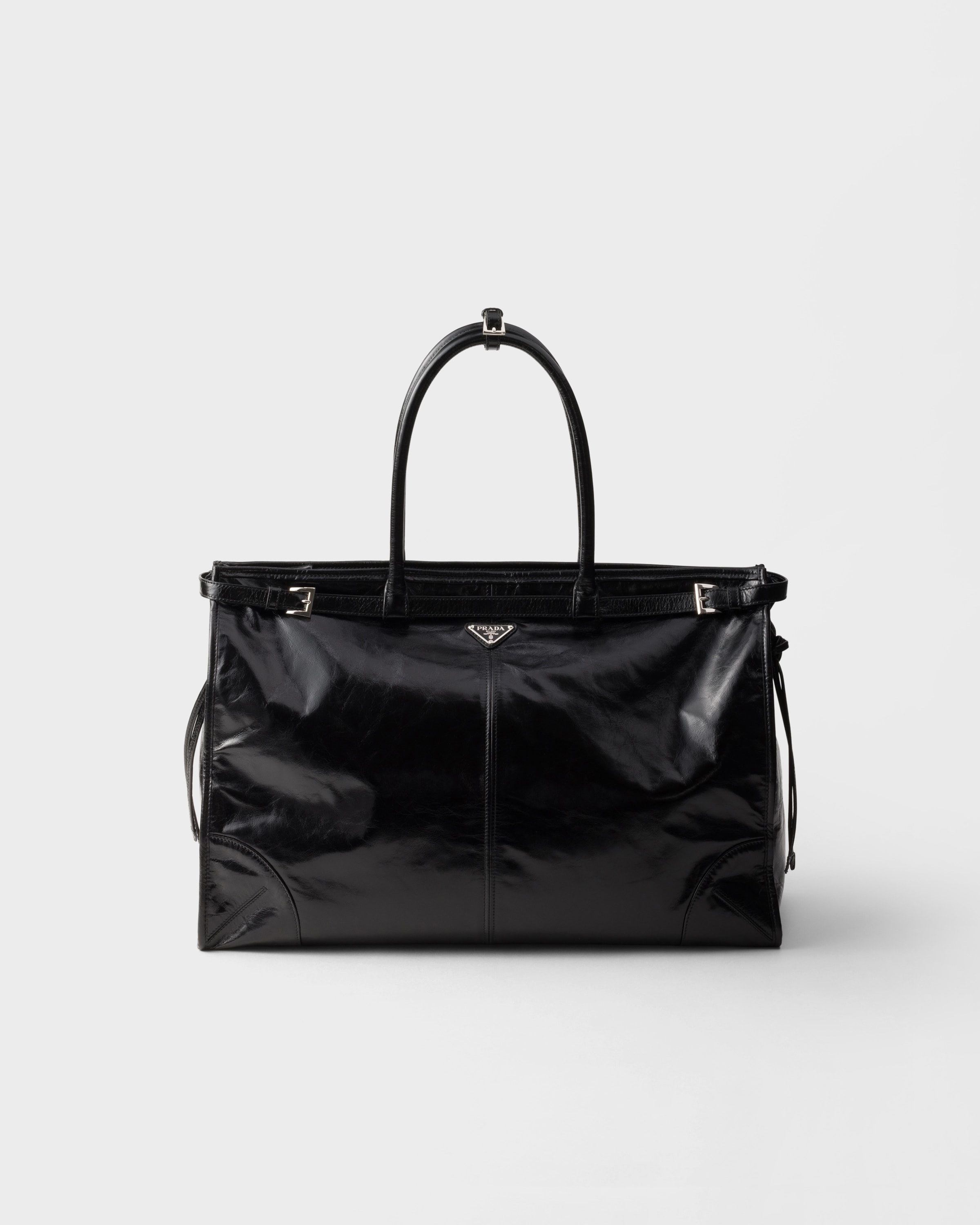 Prada Bonnie Leather Tote Bag, Man, Black