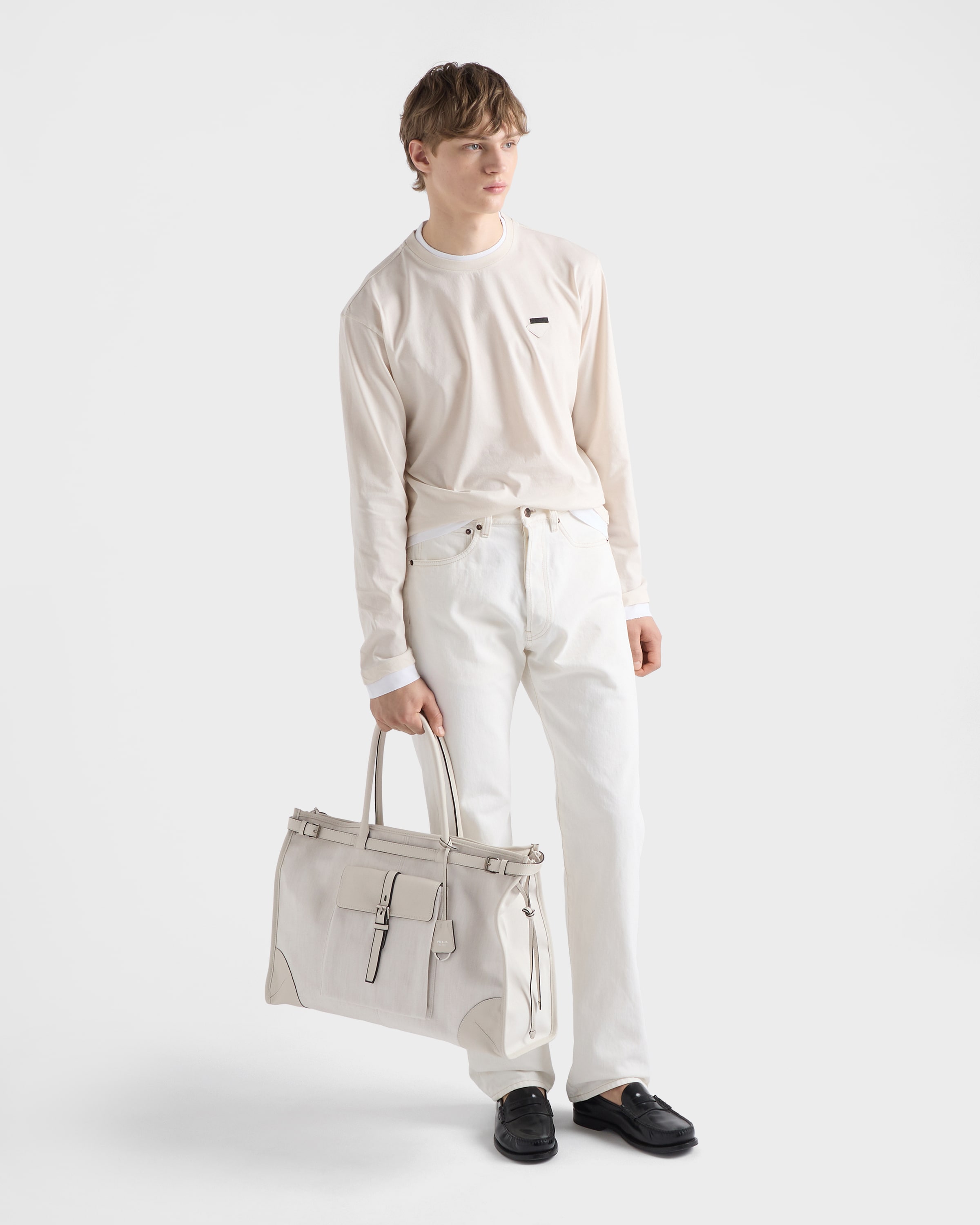 ホワイト プラダ ボニー デニム レザー トートバッグ | PRADA - 日本