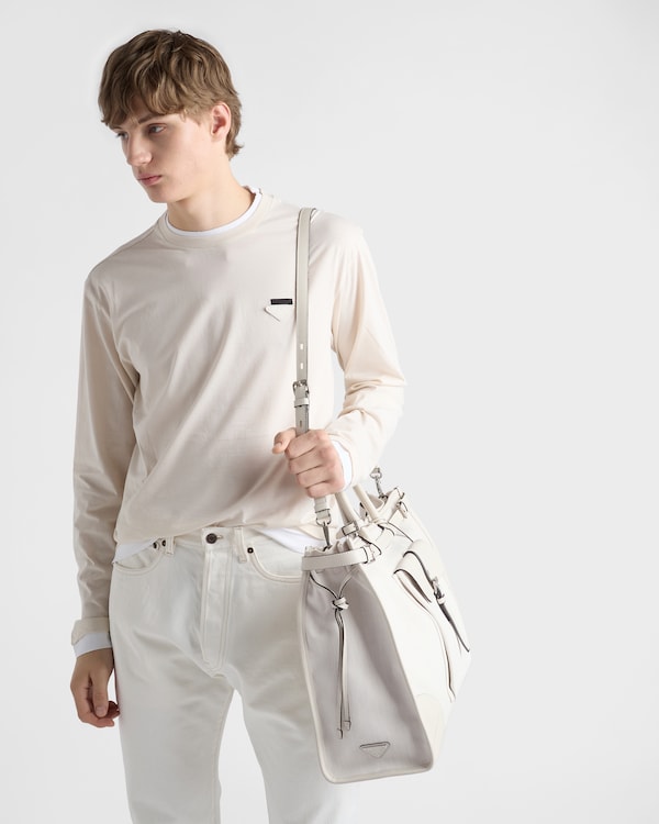 Borsa shopping Prada Bonnie in denim e pelle - Bianco Borsa shopping Prada Bonnie in denim e pelle - Bianco