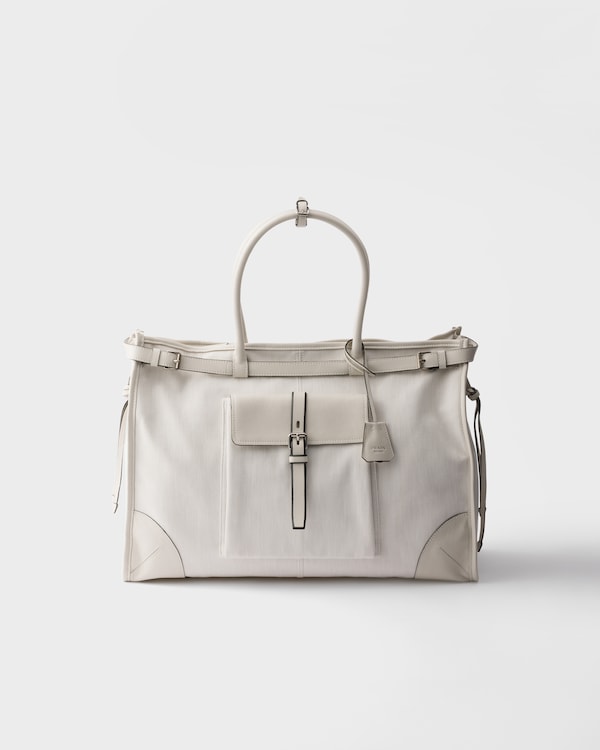 Borsa shopping Prada Bonnie in denim e pelle - Bianco Borsa shopping Prada Bonnie in denim e pelle - Bianco