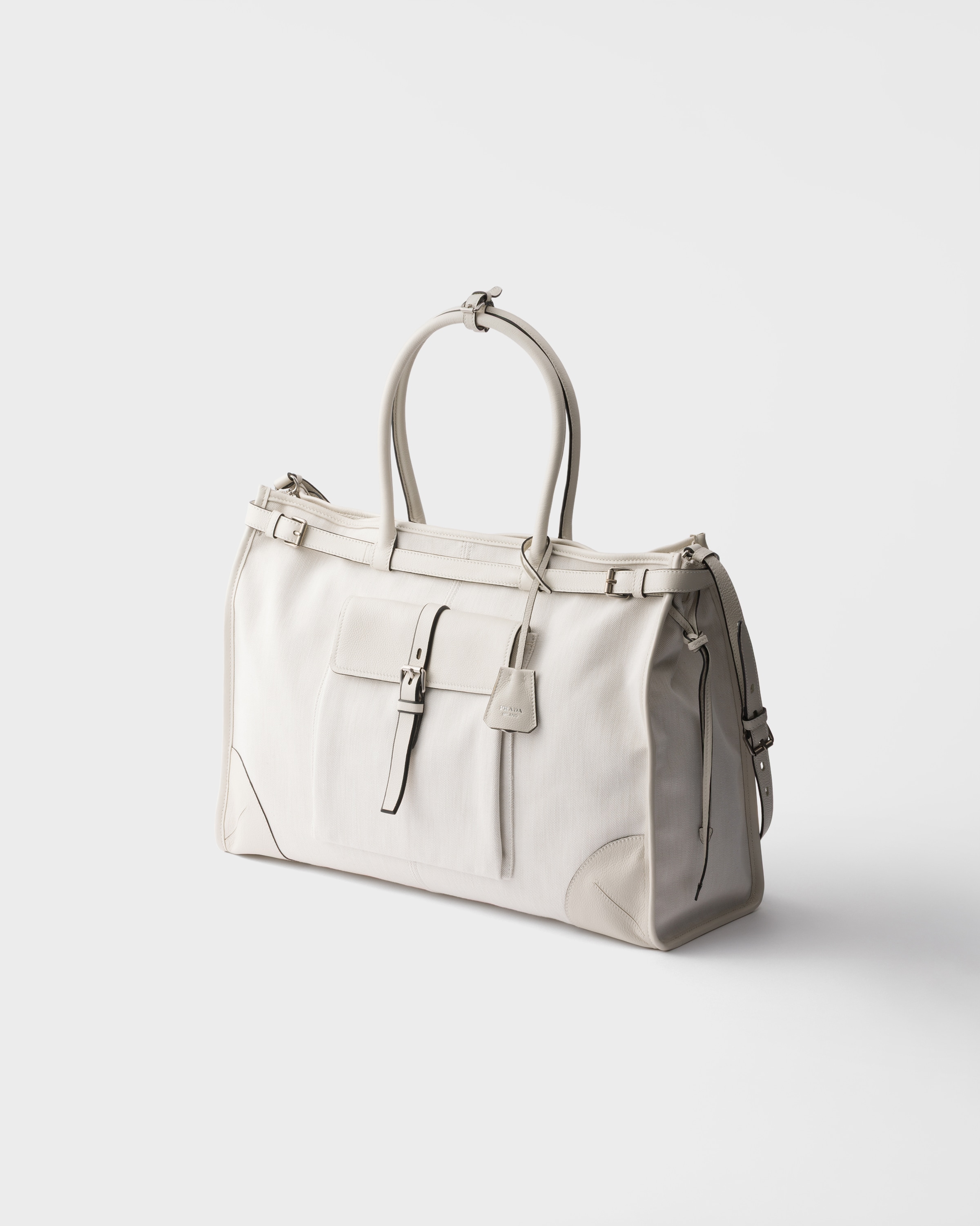 White Prada Bonnie denim and leather tote bag | PRADA - United States