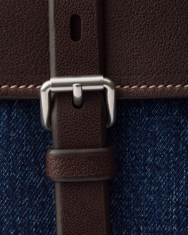 Prada Bonnie denim and leather tote bag - Blue/Coffee Prada Bonnie denim and leather tote bag - Blue/Coffee