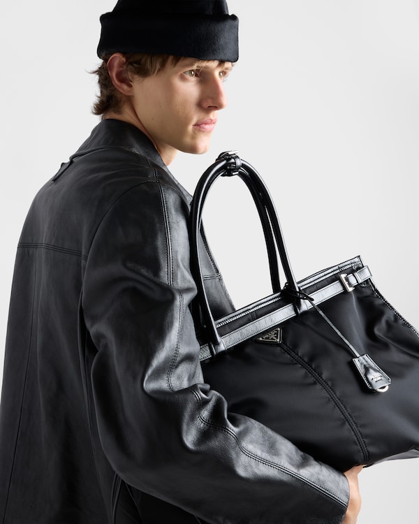 Prada Bonnie Re-Nylon and leather tote bag - Black Prada Bonnie Re-Nylon and leather tote bag - Black