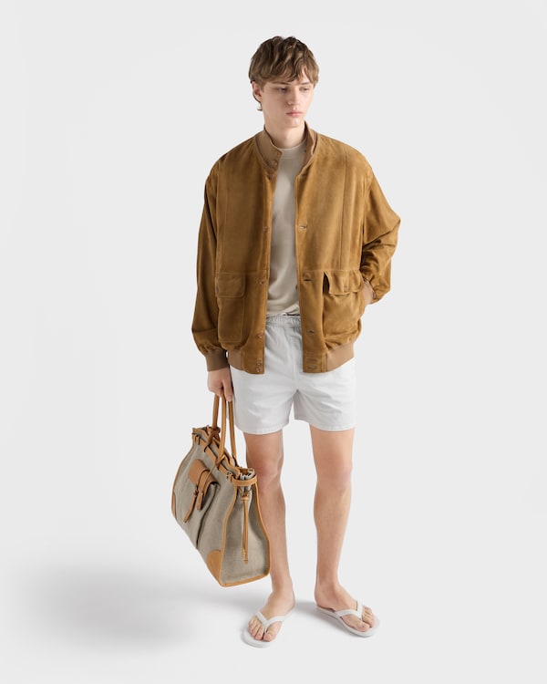 プラダ ルート リネン レザー トートバッグ - ロープ/ナチュラル プラダ ルート リネン レザー トートバッグ - ロープ/ナチュラル