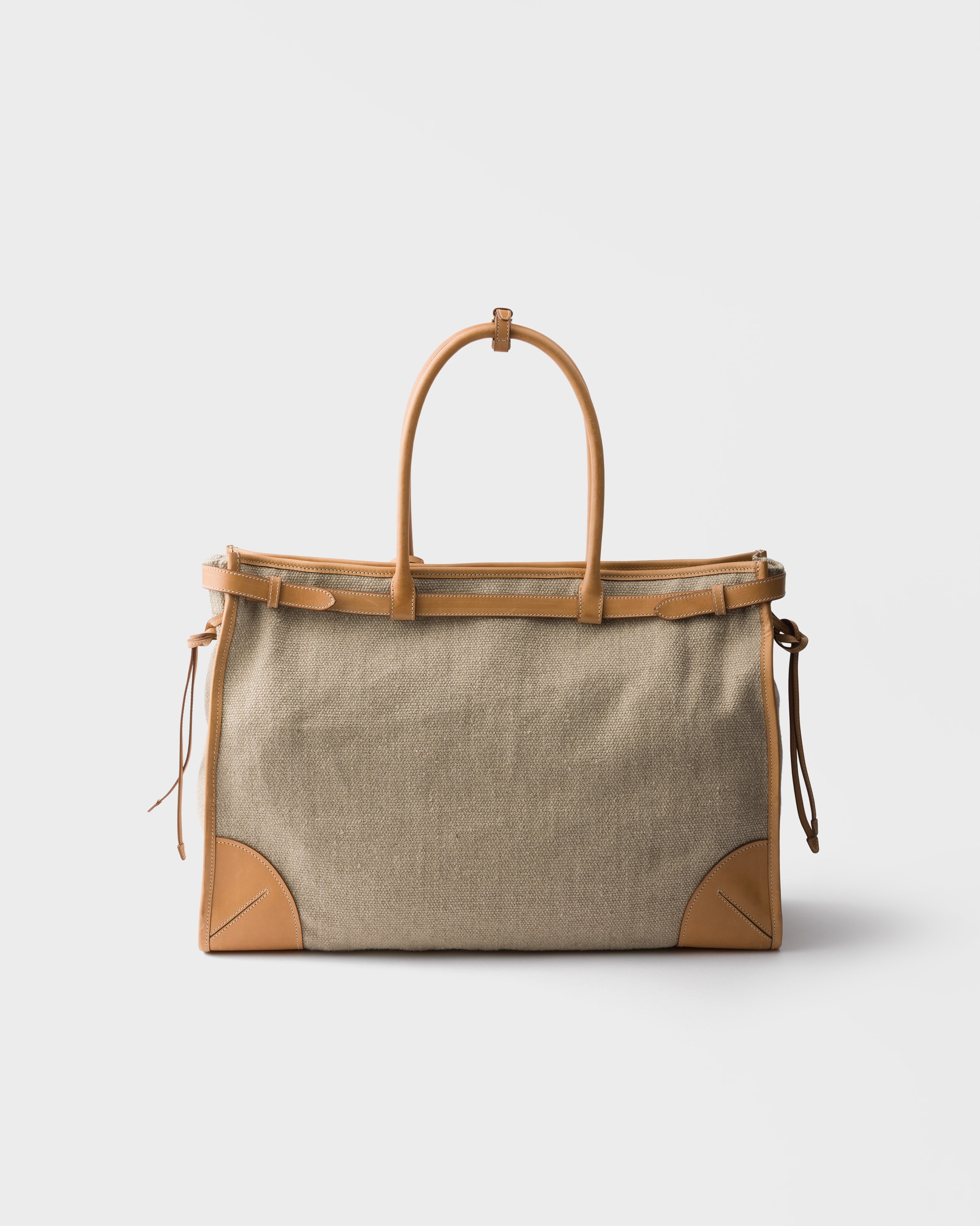Rope/Natural Prada Bonnie linen and leather tote bag | PRADA