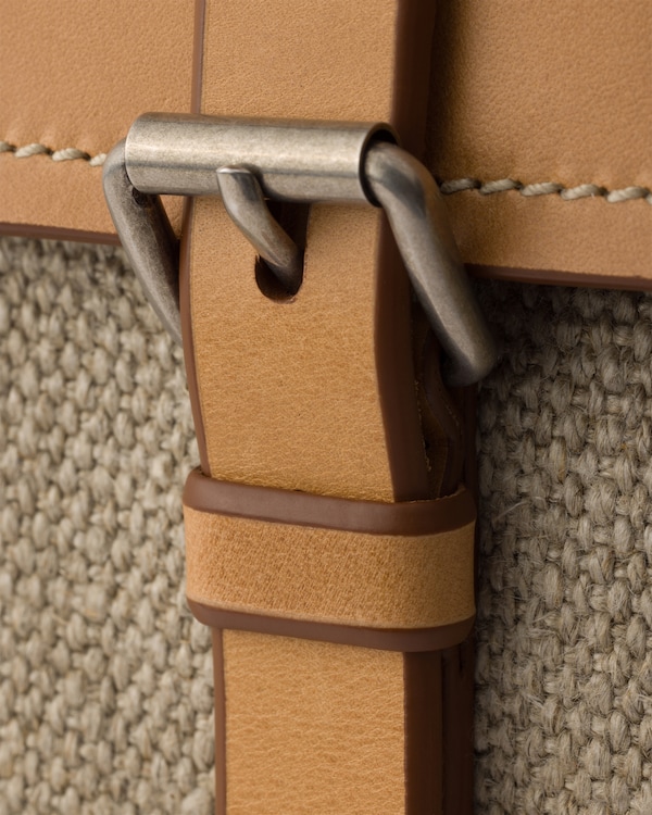 プラダ ルート リネン レザー トートバッグ - ロープ/ナチュラル プラダ ルート リネン レザー トートバッグ - ロープ/ナチュラル