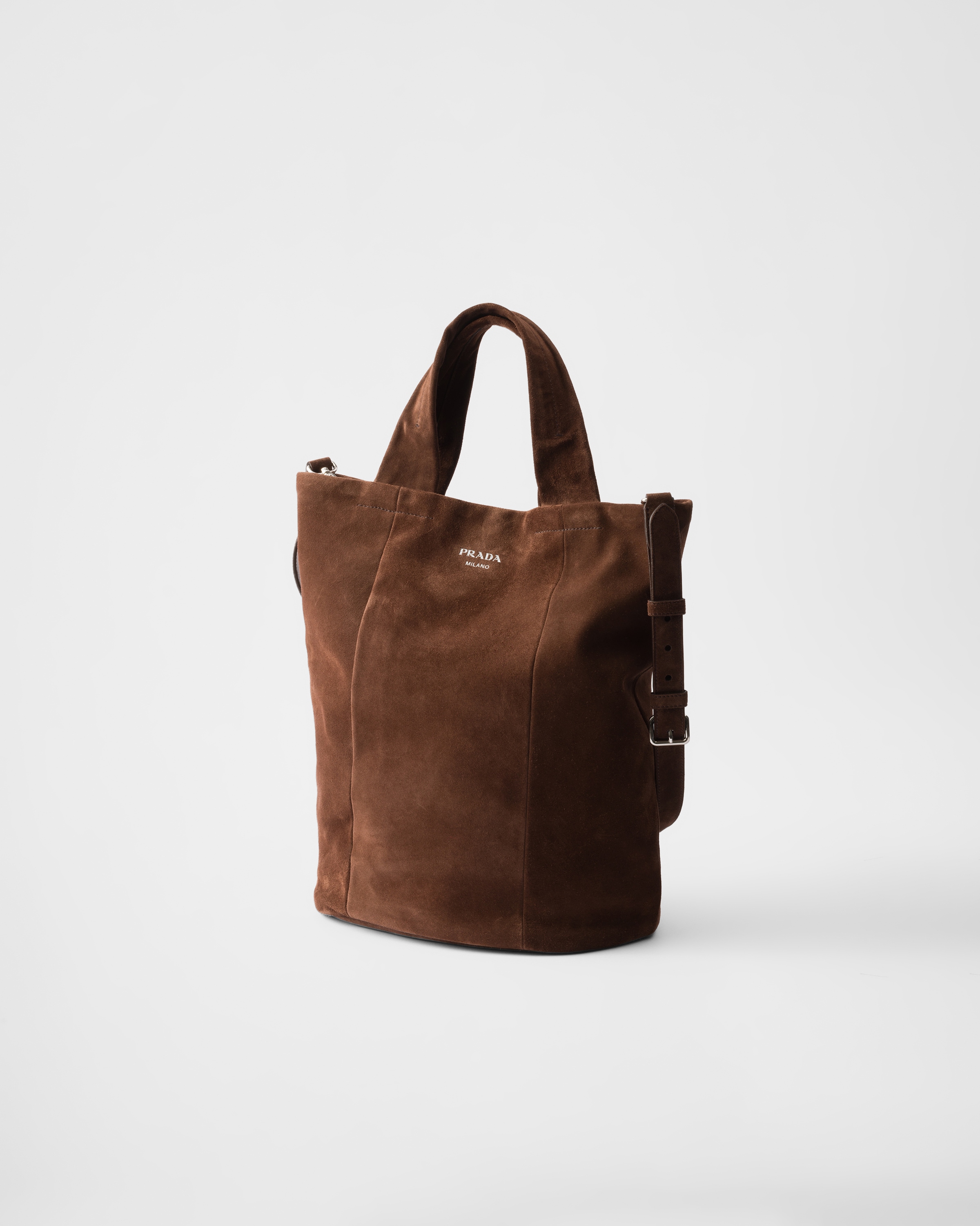 Prada Tote Bag Aus Wildleder In Kaffeebraun