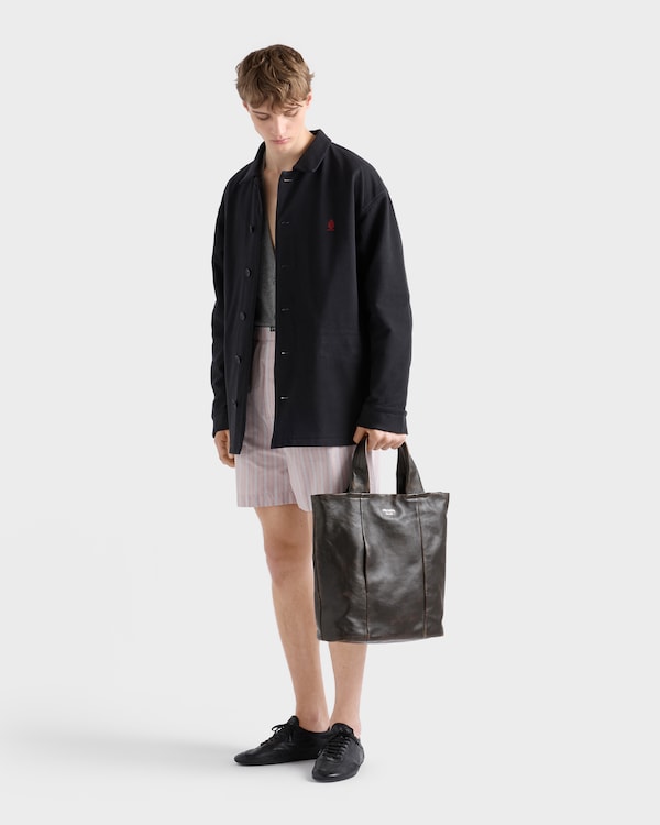 ディストレスト ナッパレザー トートバッグ - ダークブラウン ディストレスト ナッパレザー トートバッグ - ダークブラウン