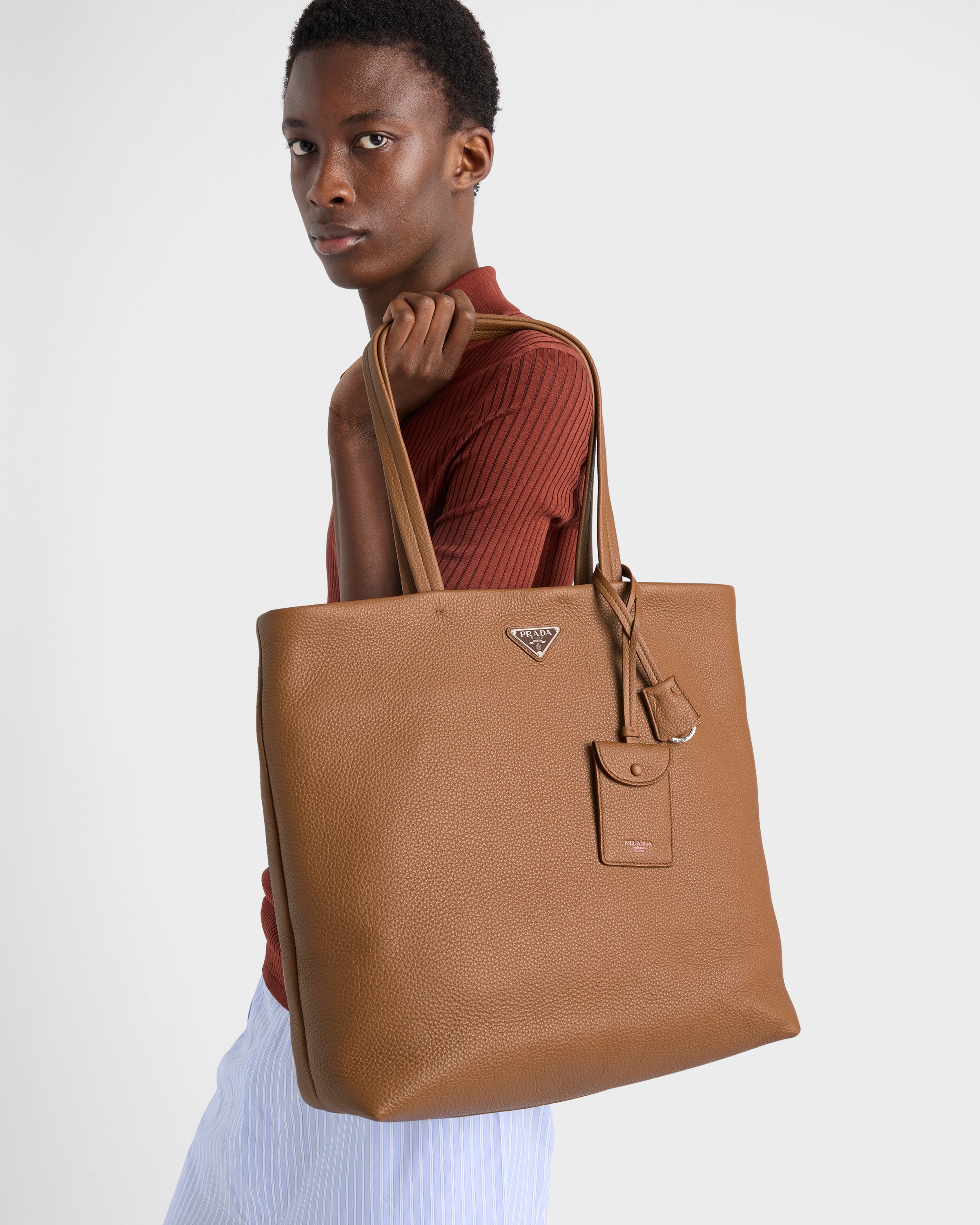 Cognac Leather Tote | PRADA
