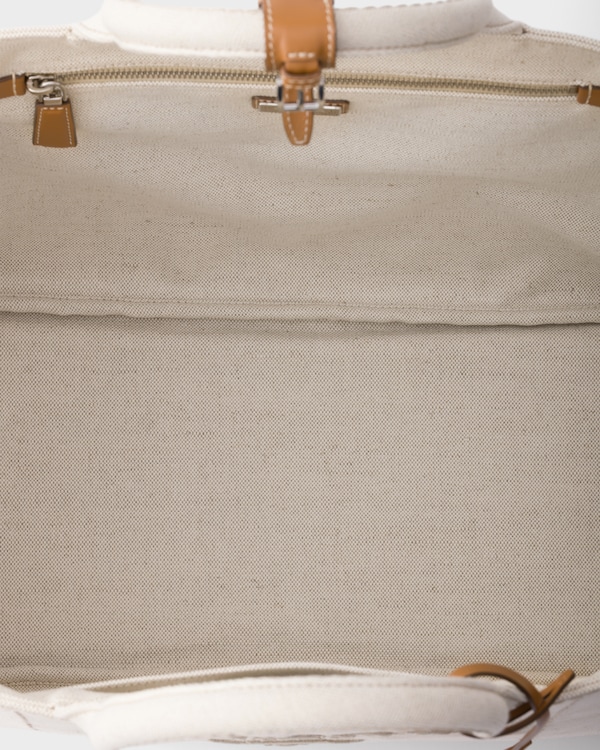 Bolsa tote Prada Jardinière extragrande em mescla de linho Bolsa tote Prada Jardinière extragrande em mescla de linho