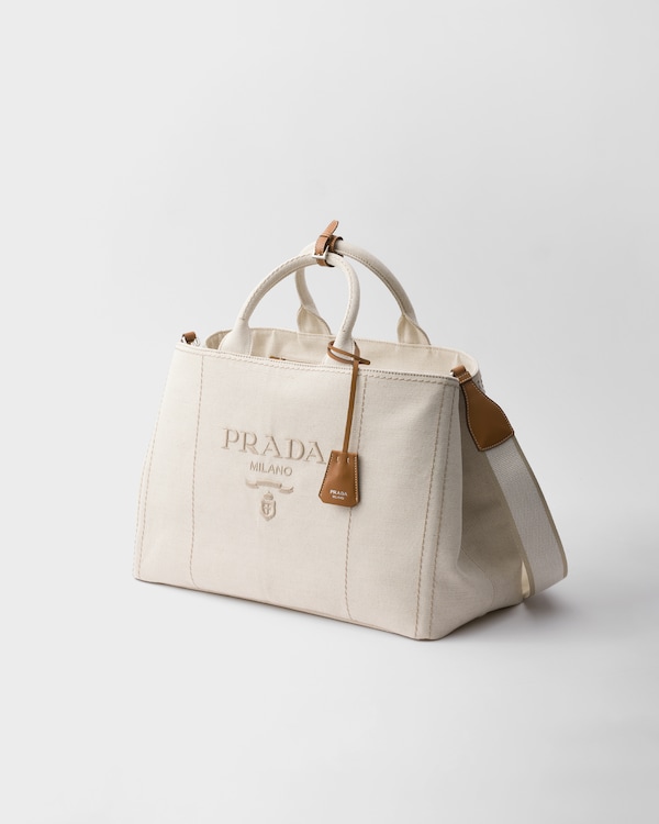 Bolsa tote Prada Jardinière extragrande em mescla de linho Bolsa tote Prada Jardinière extragrande em mescla de linho