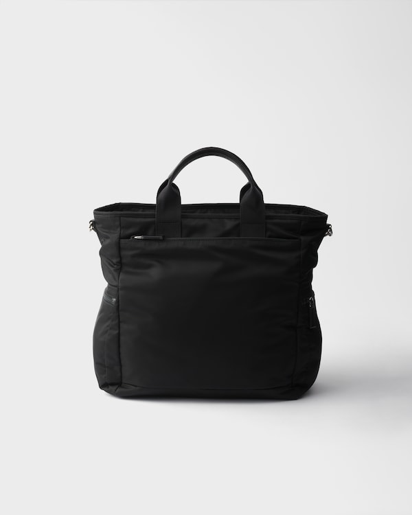 Re-Nylon and Saffiano leather tote bag - Black Re-Nylon and Saffiano leather tote bag - Black