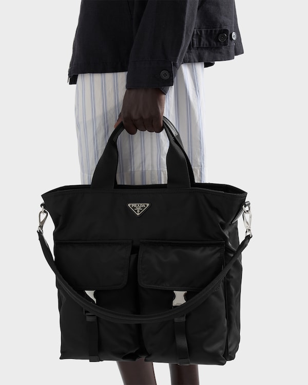 Prada Explore Re-Nylon and leather tote bag - Black Prada Explore Re-Nylon and leather tote bag - Black