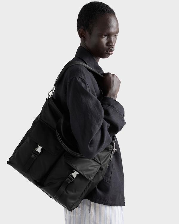 Prada Explore Re-Nylon and leather tote bag - Black Prada Explore Re-Nylon and leather tote bag - Black