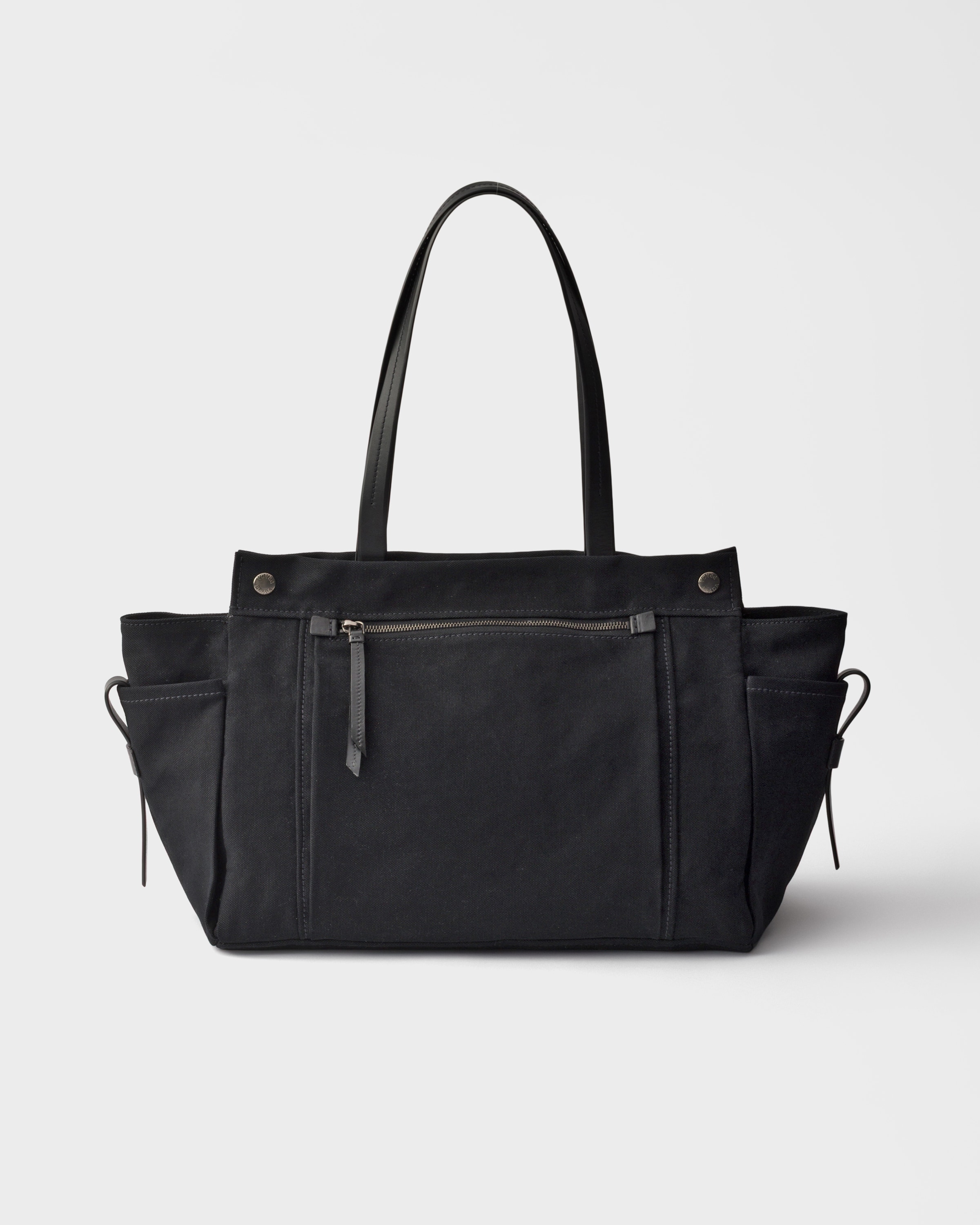 Black Prada Route canvas and leather tote bag | PRADA - Japan