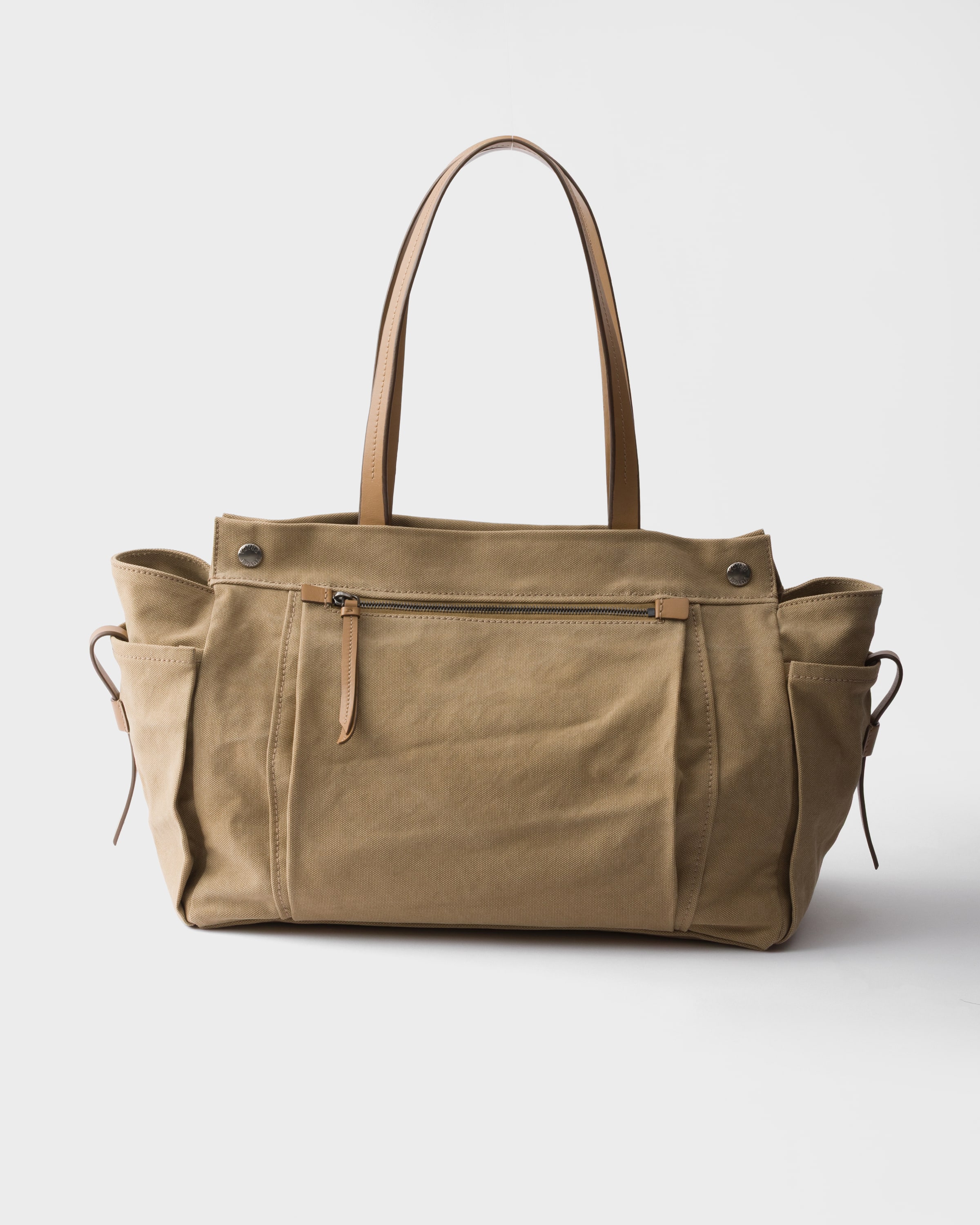 カーキ プラダ ルート キャンバス レザー トートバッグ | PRADA - 日本