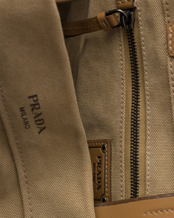 Cabas Prada Route en toile et cuir - Kaki Cabas Prada Route en toile et cuir - Kaki