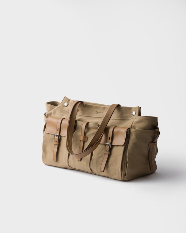 Cabas Prada Route en toile et cuir - Kaki Cabas Prada Route en toile et cuir - Kaki