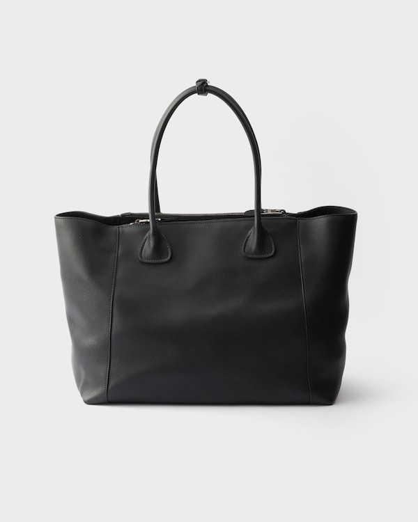 Leather shopping bag - Black Leather shopping bag - Black