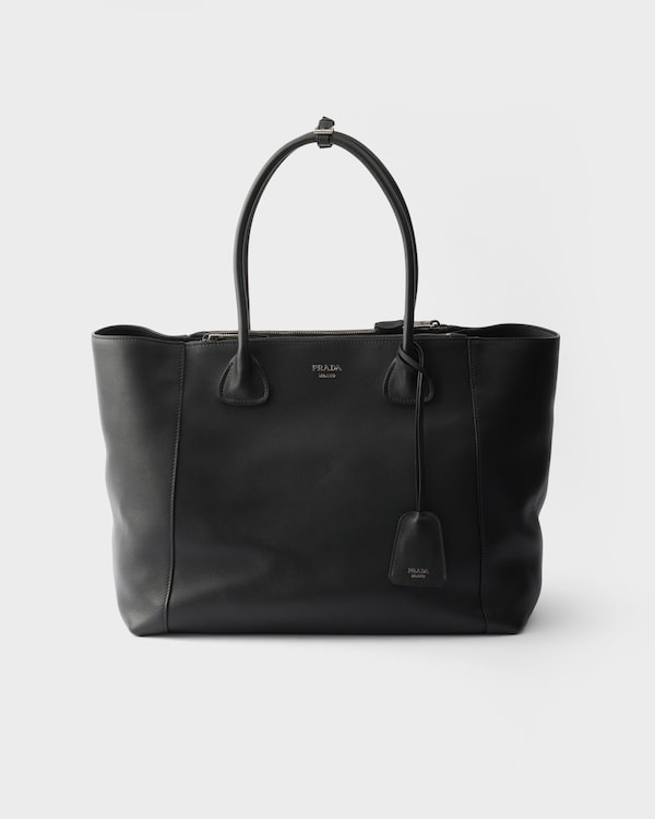Leather shopping bag - Black Leather shopping bag - Black