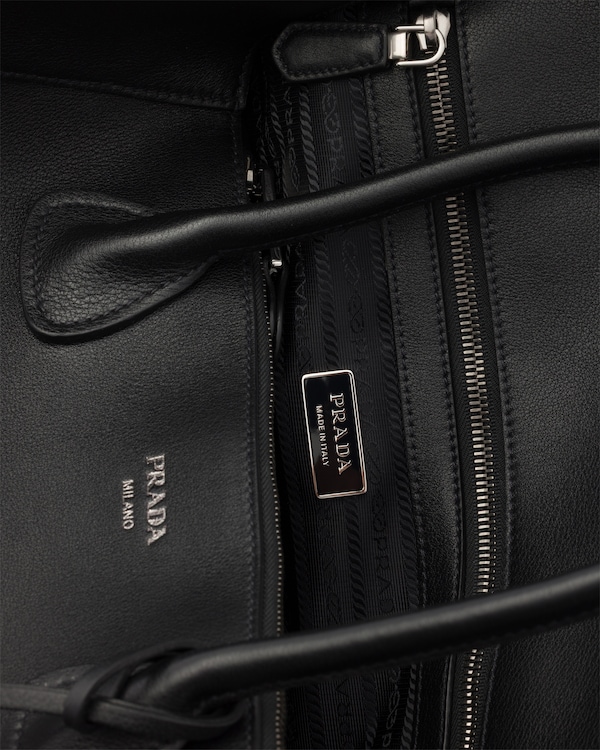 Leather shopping bag - Black Leather shopping bag - Black