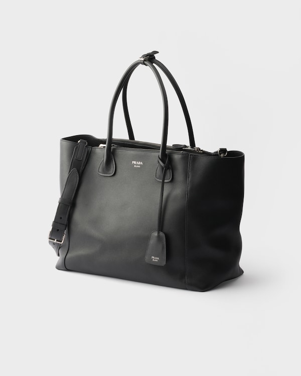 Leather shopping bag - Black Leather shopping bag - Black