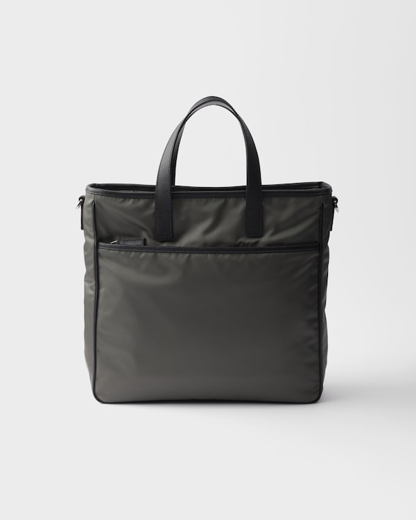 Re-Nylon and Saffiano leather tote bag - Forest Green Re-Nylon and Saffiano leather tote bag - Forest Green