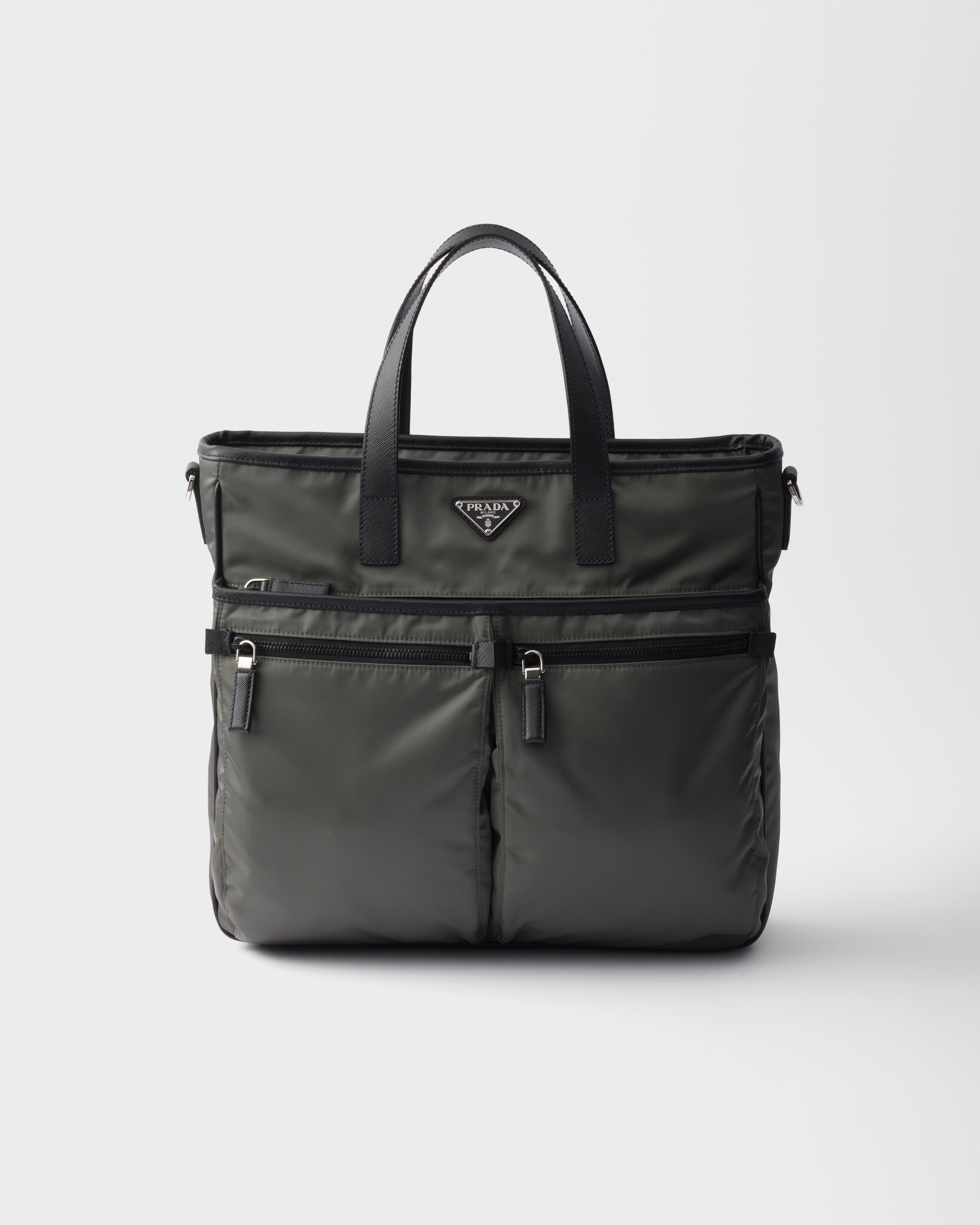 カーキ Re-nylon Xサフィアーノレザー トートバッグ | PRADA