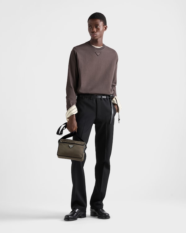 Re-Nylon and Saffiano shoulder bag - Smoky Gray Re-Nylon and Saffiano shoulder bag - Smoky Gray