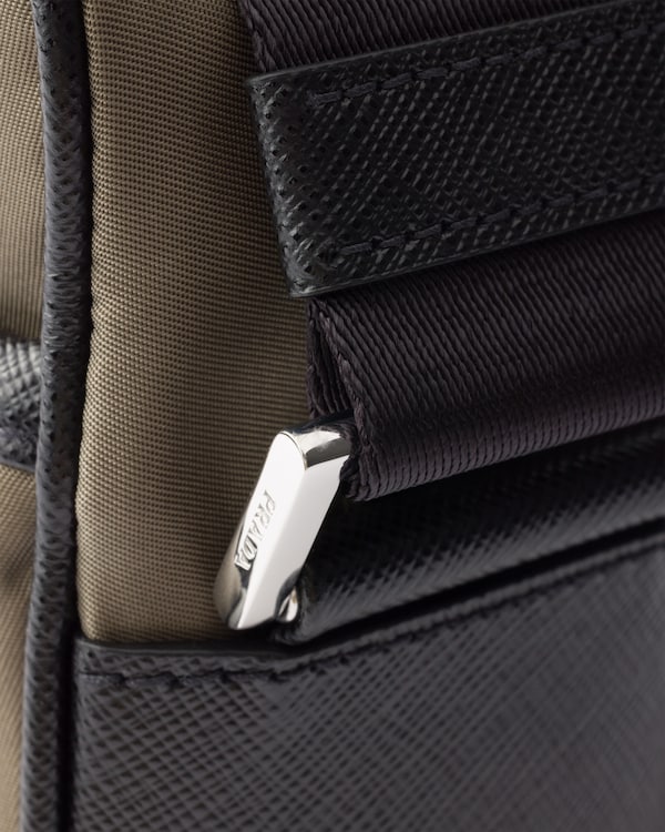 Re-Nylon and Saffiano shoulder bag - Smoky Gray Re-Nylon and Saffiano shoulder bag - Smoky Gray