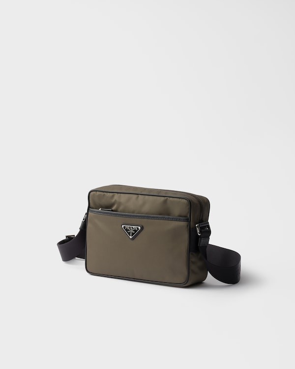 Re-Nylon and Saffiano shoulder bag - Smoky Gray Re-Nylon and Saffiano shoulder bag - Smoky Gray