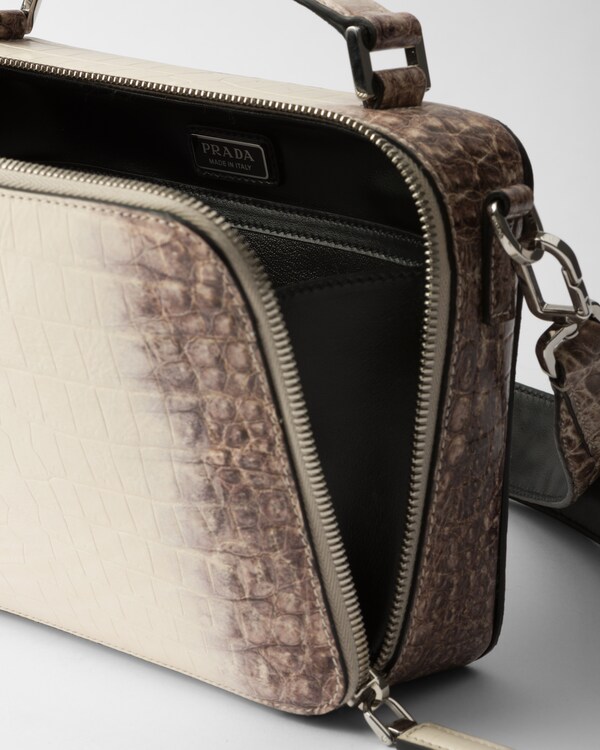Prada Brique crocodile leather bag - White Prada Brique crocodile leather bag - White