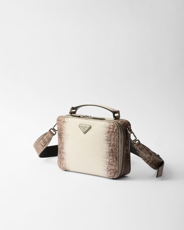 Prada Brique crocodile leather bag - White Prada Brique crocodile leather bag - White
