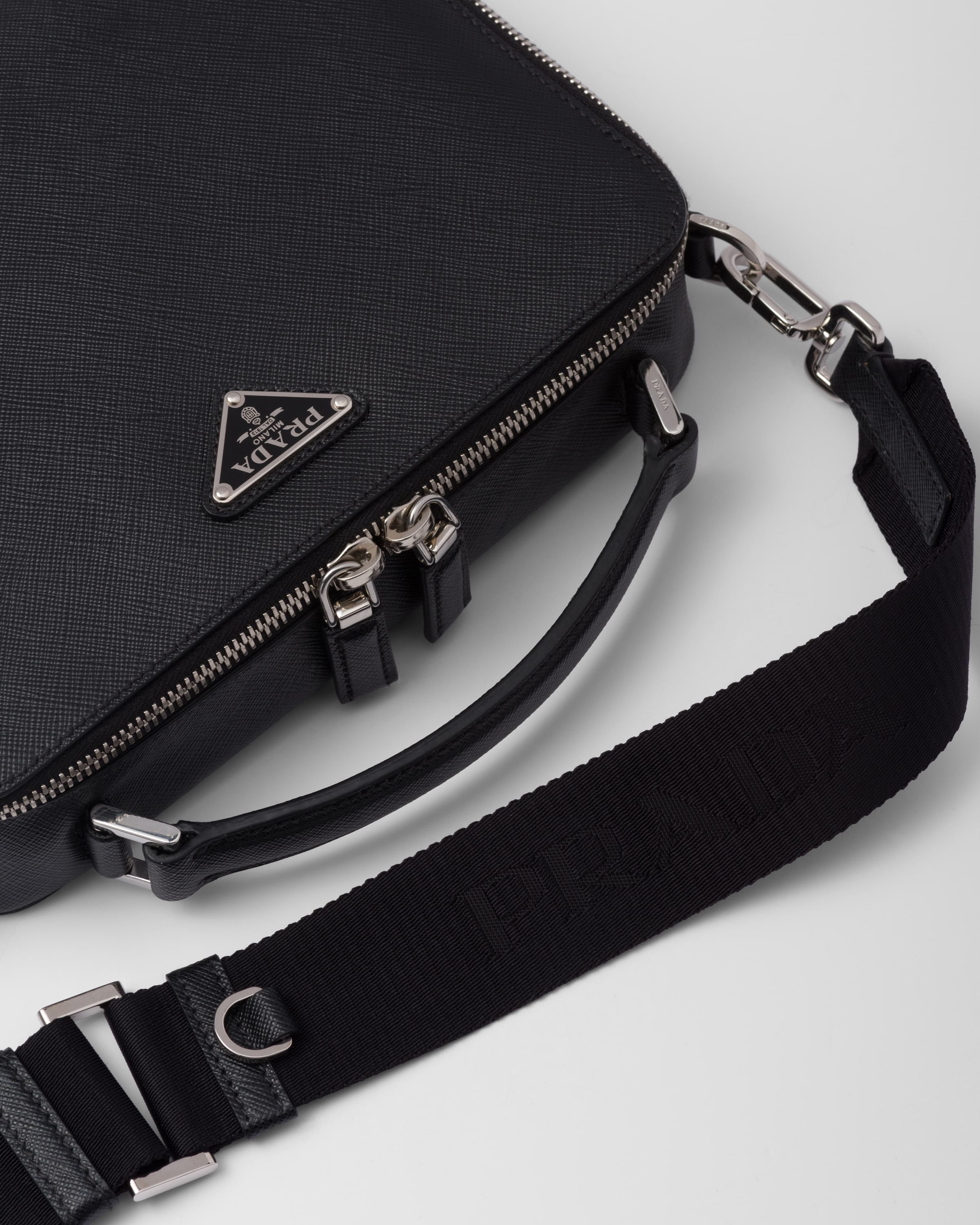 Brique Leather Shoulder Bag in Black - Prada