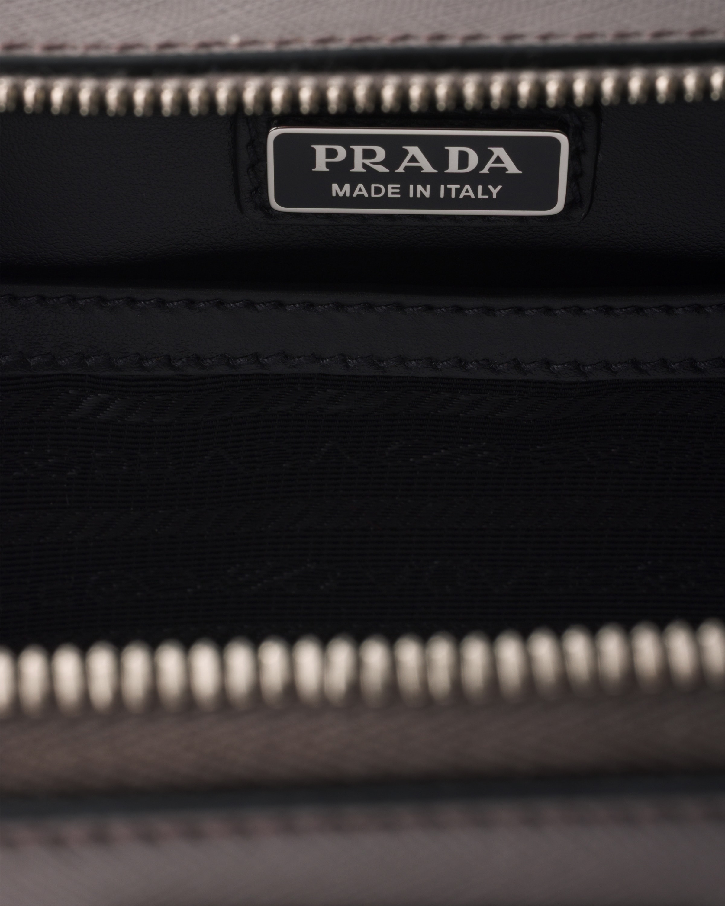 Smoky Gray Prada Brique medium Saffiano leather bag | PRADA