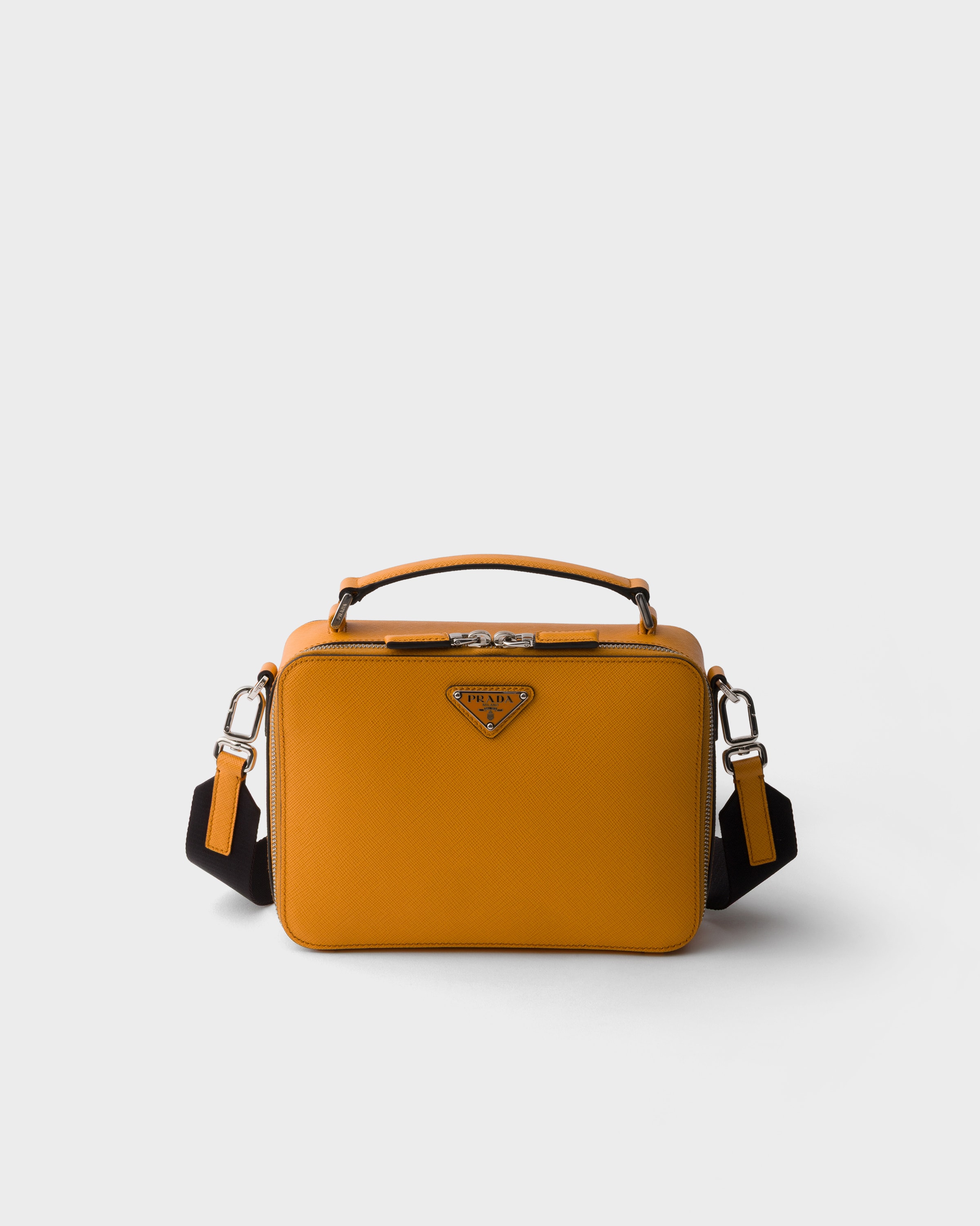 Sac Prada Brique En Cuir Saffiano, Homme, Amber