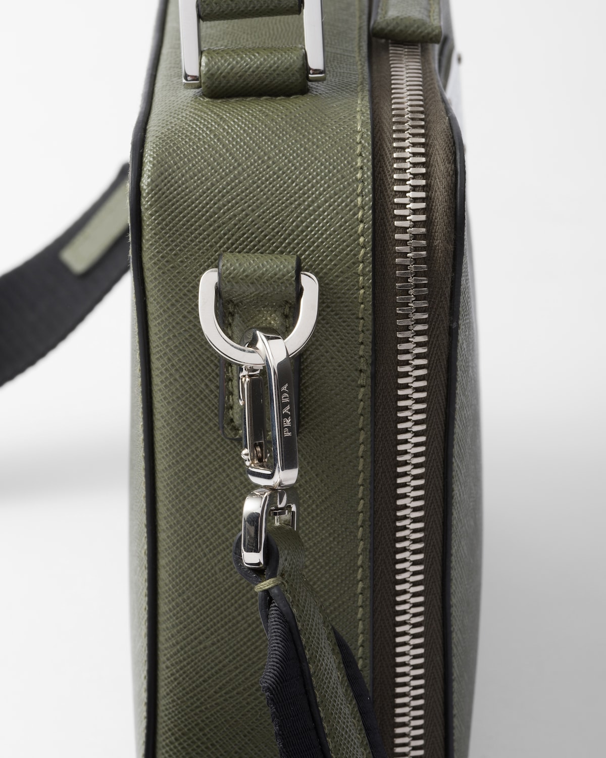 BEAU TOP HANDLE BAG 34 IN LODEN GREEN TARTAN AND BLACK LEATHER TRIM