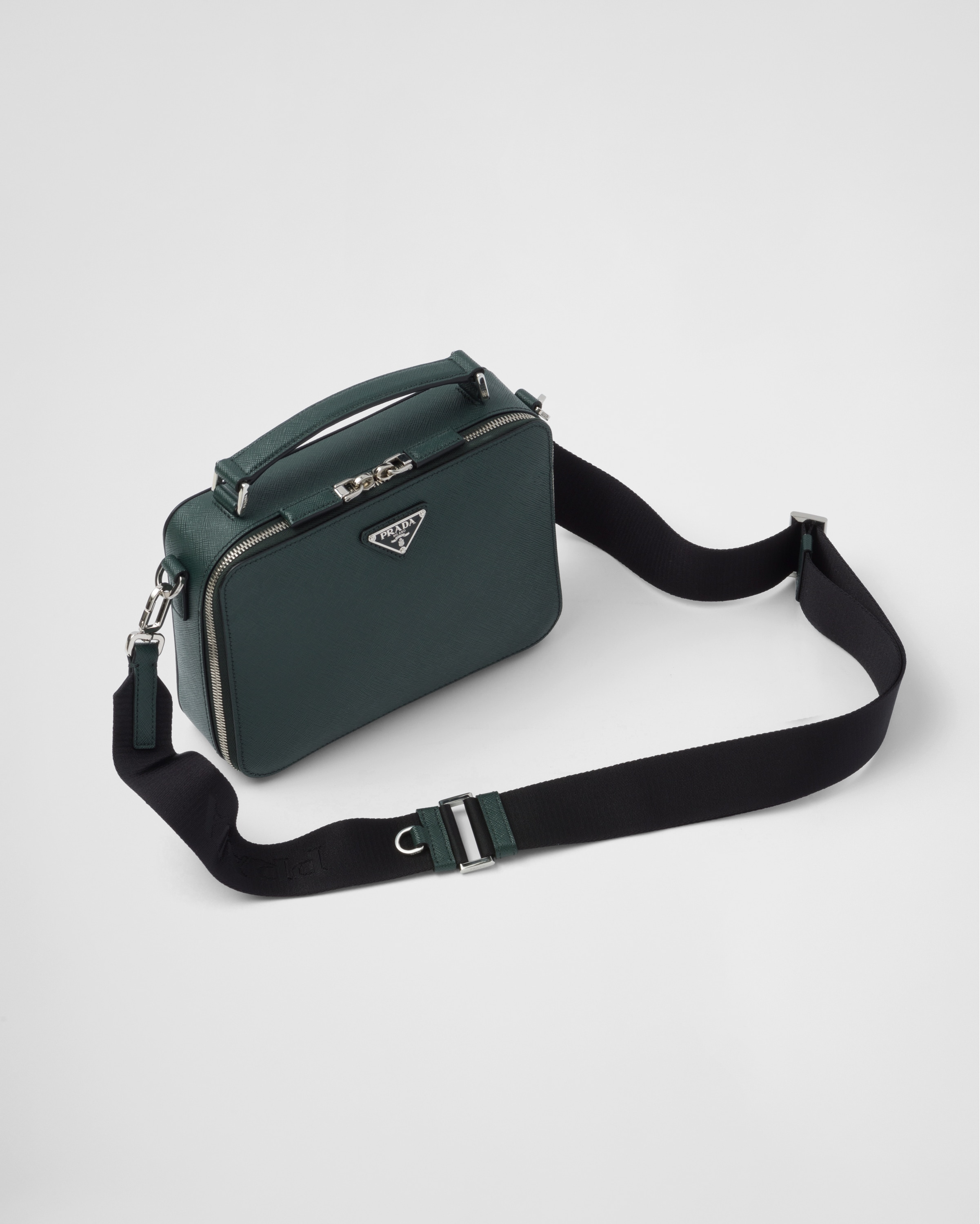 Brique Saffiano Leather Shoulder Bag in Black - Prada