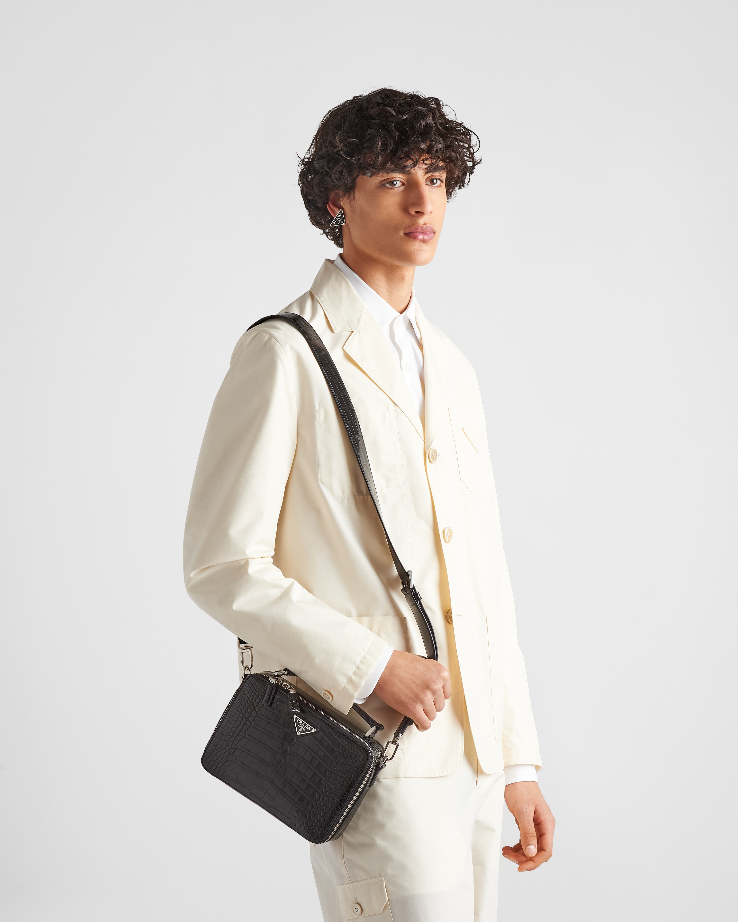 Prada nylon and crocodile shoulder bag 2025