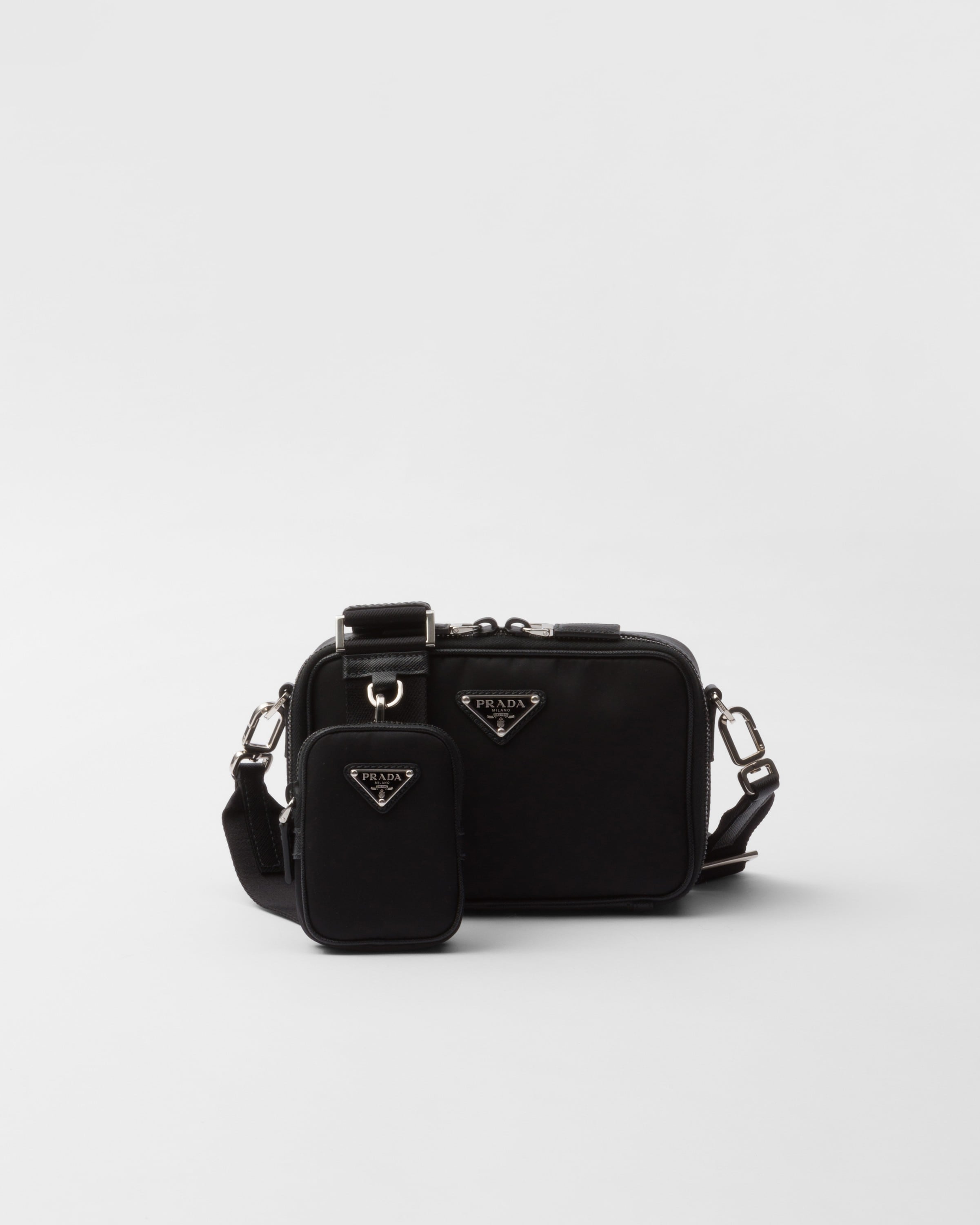 Black Prada Brique Re nylon And Saffiano Leather Bag PRADA