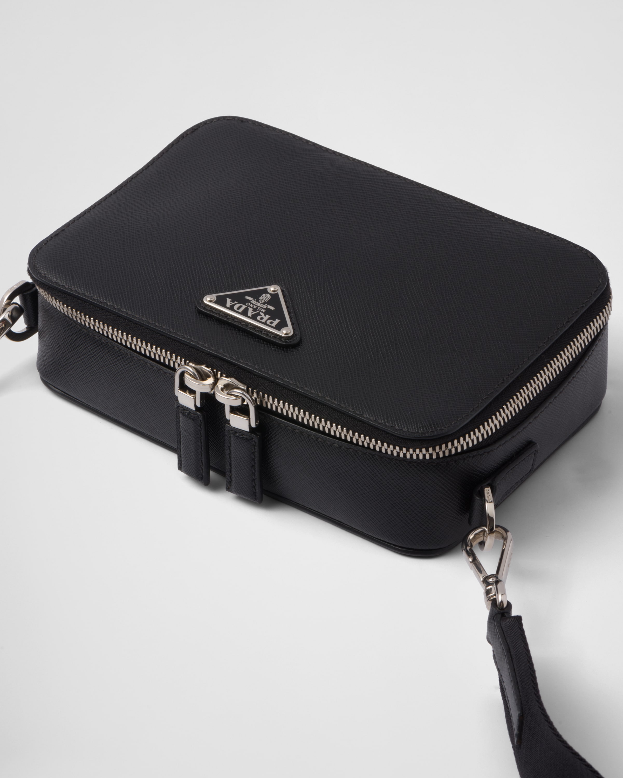 Black Small Saffiano Leather Prada Brique Bag PRADA