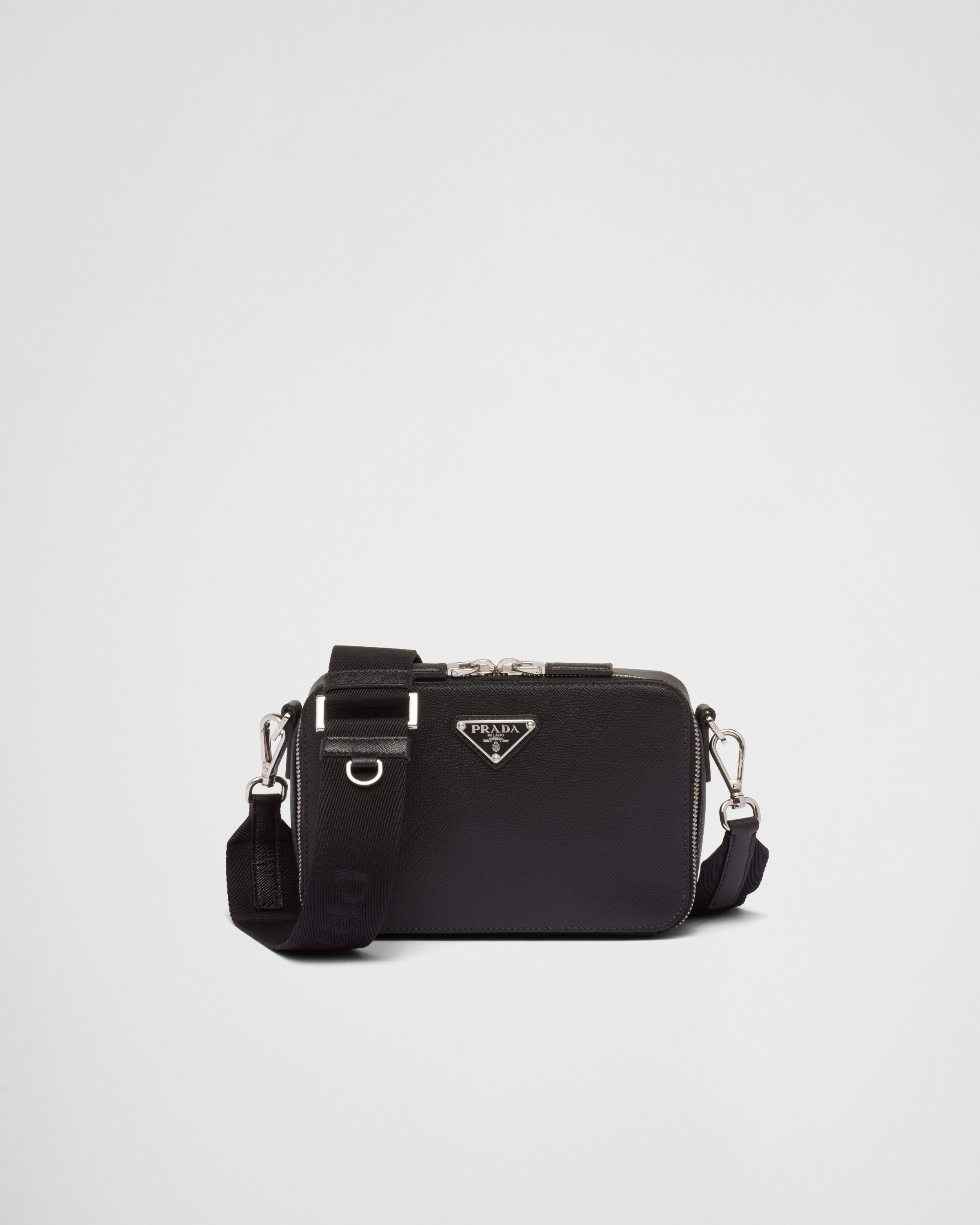 Prada Brique Saffiano Leather Cross-body Bag in Black for Men